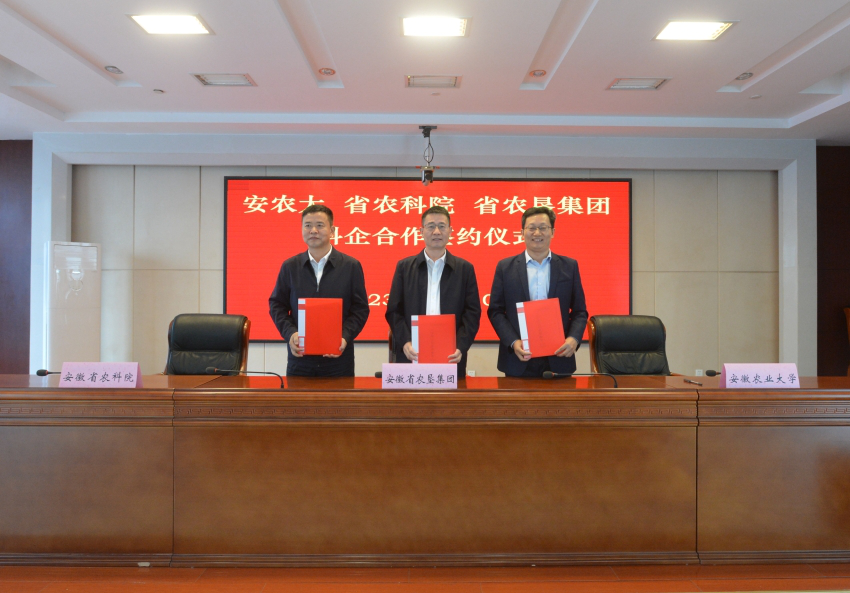 安徽省農(nóng)墾集團(tuán)與安徽農(nóng)業(yè)大學(xué)、安徽省農(nóng)科院簽署戰(zhàn)略合作協(xié)議